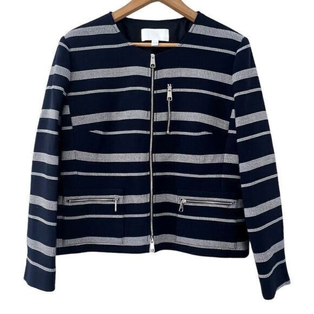 Boss Hugo Boss Navy White Striped Zippered Jacket